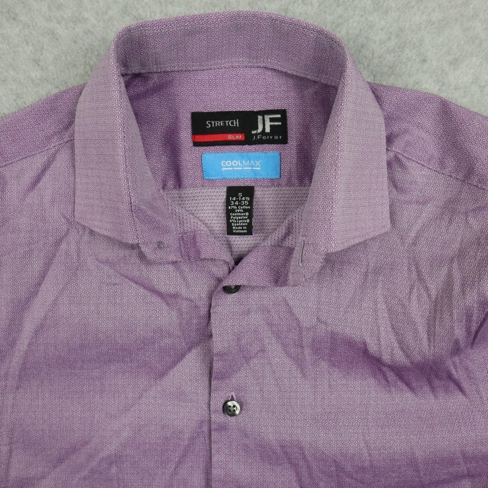 JF J Ferrar Shirt Mens S 14-14.5 34/35 Coolmax Slim Stretch Button Long Sleeve - Picture 2 of 8